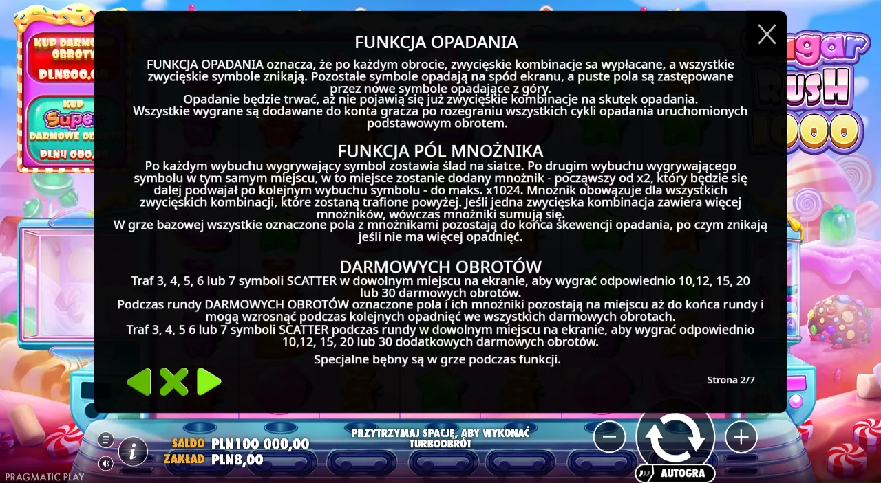 Zasady Sugar Rush 1000: funkcja opadania i pola mnożnika