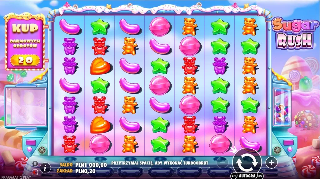 Plansza 7 na 7 w automacie Sugar Rush od Pragmatic Play