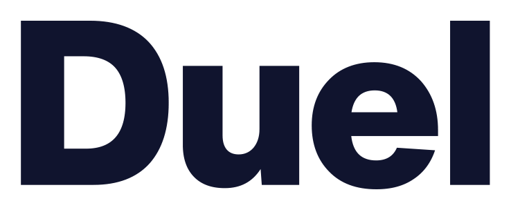 Granatowe logo Duel Casino na przezroczystym tle PNG